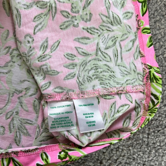 Lilly Pulitzer Dress Womens Small Pink Green Tiger Floral Pima Cotton Mini - Picture 8 of 12
